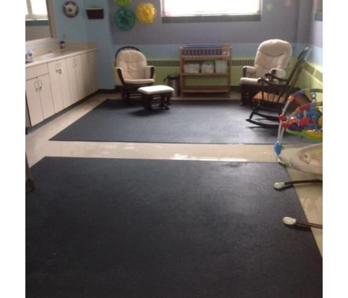 Church Classroom with Standing Water and Water Damaged Carpets