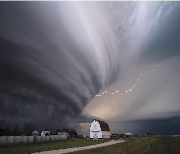 Severe storm rolling in on a farm