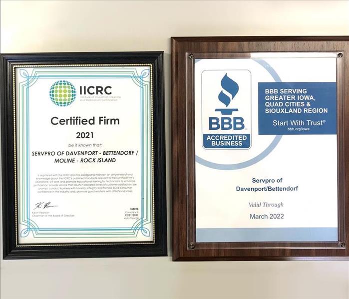 IICRC & BBB Certificates